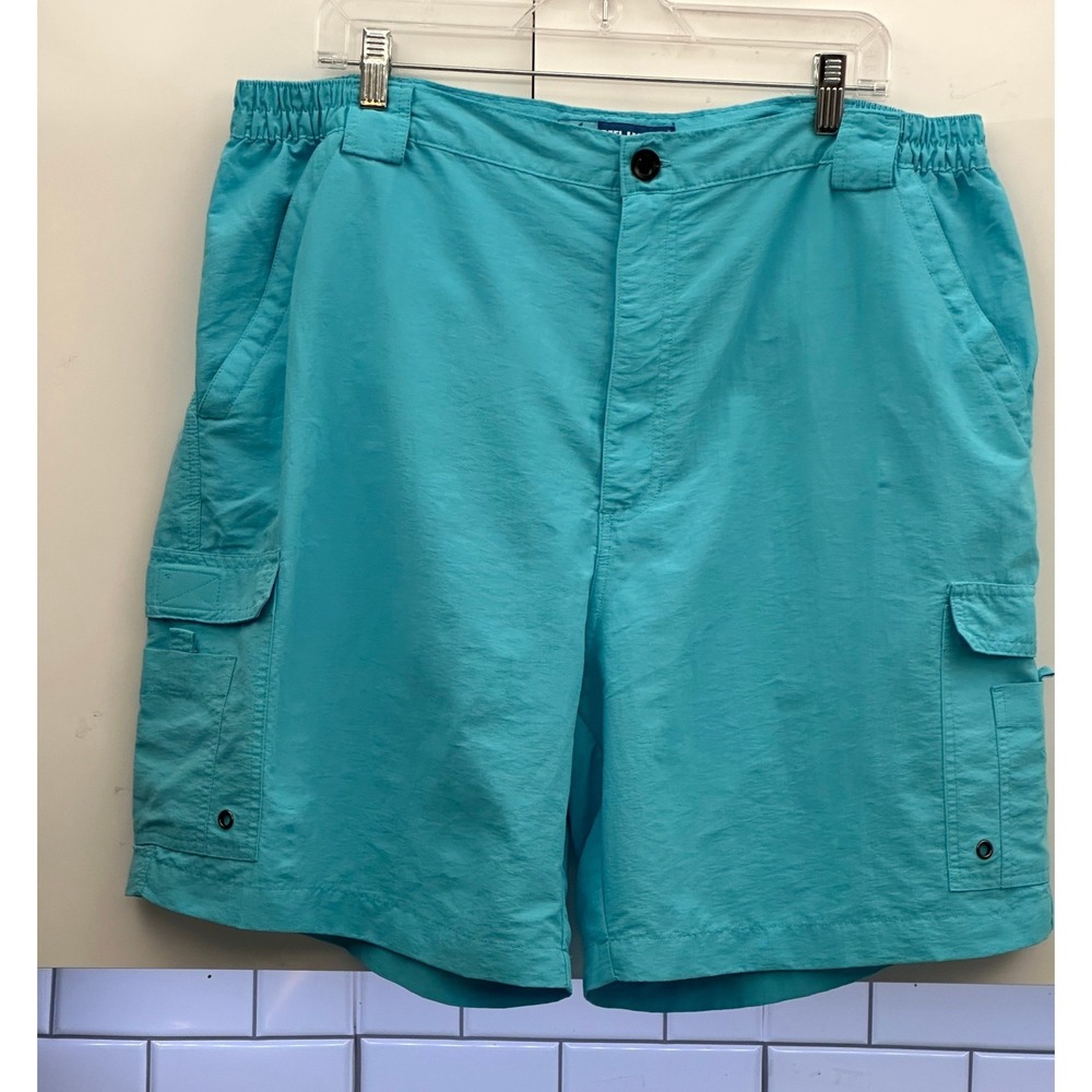 Reel Legends Mens XL Cargo Fishing Shorts Turquoise Blue Performance Nylon XL